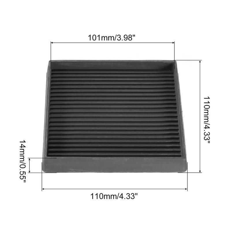uxcell Furniture Pads, 4Pcs 4'' x 4'' - Square Rubber Chair Leg Floor Protectors, Non-Slip Caster Cup with Anti-Slip Strips for Hardwood Floors (Black) 4'' Black