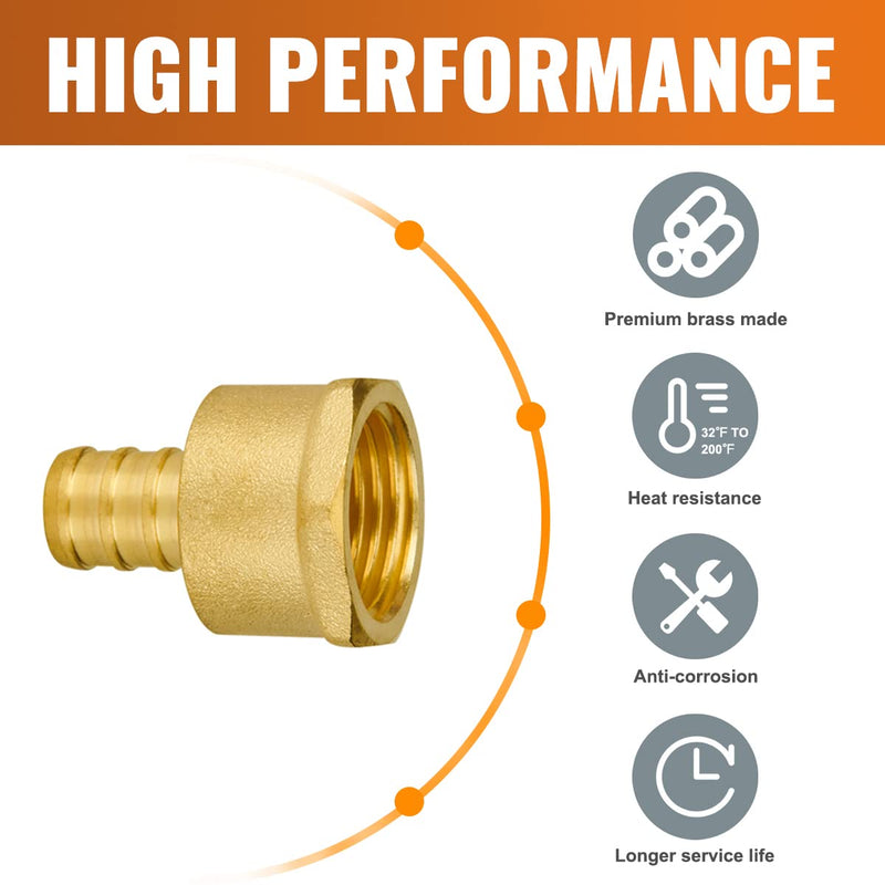 1/2" Pex Fittings, SUNGATOR 1/2 Pex Female Adapter, PEX 1/2" x 1/2" NPT Female Threaded Adapter, 1/2" Pex to 1/2" Female NPT, No Lead Brass 1/2" Pex Fittiings Set, ASTM F1807(6 Pack) 1/2 ", 6 Pack - NewNest Australia
