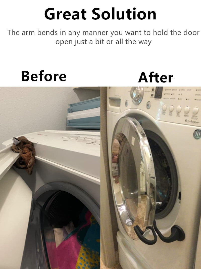 Front Load Washer Door Prop, Magnetic Washing Machine Door Holder, Keep Washer Door Open, Flexible Prop Fits Most Washing Machines Black