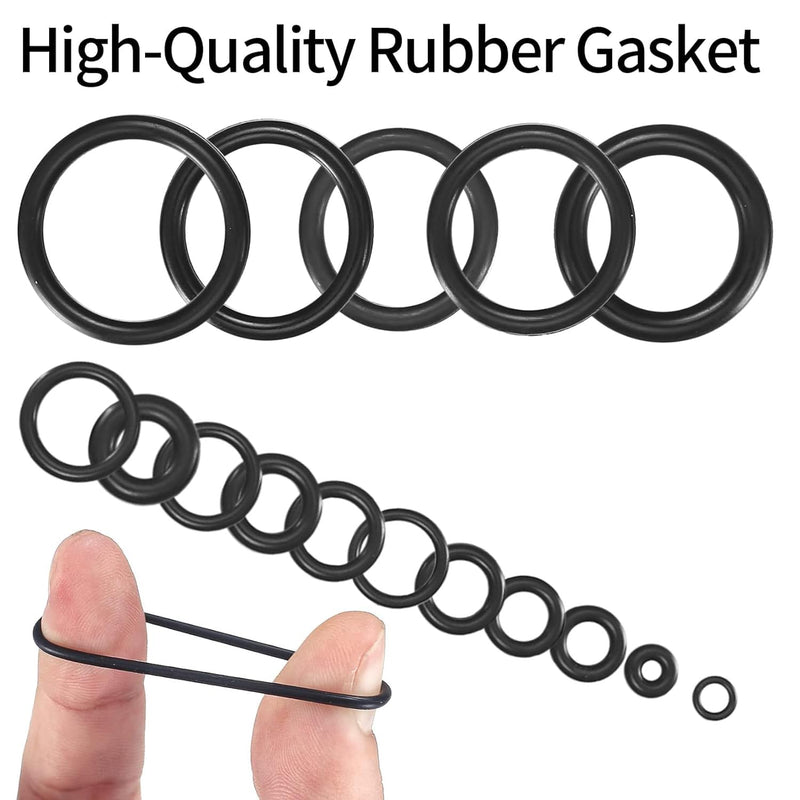 O Ring Assortment Kit, 360 Pcs Rubber Washer Orings, 24 Sizes Pressure Washer O Ring Kit for Faucet, Hose, Automotive, Air Gas Plumbing Sealing Repair O Rings, Black A-360 PCS