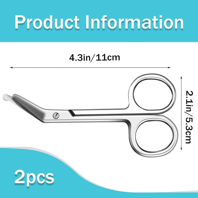 2-Piece Ostomy Scissors, Ostomy Supplies for Ostomy Care, Colostomy, Urothrostomy.Ileostomy Stainless Steel Scissors for Doctors and Home Care, 4.3 X 2.1 Inch, Curved (2Pcs Silver) 2pcs Silver