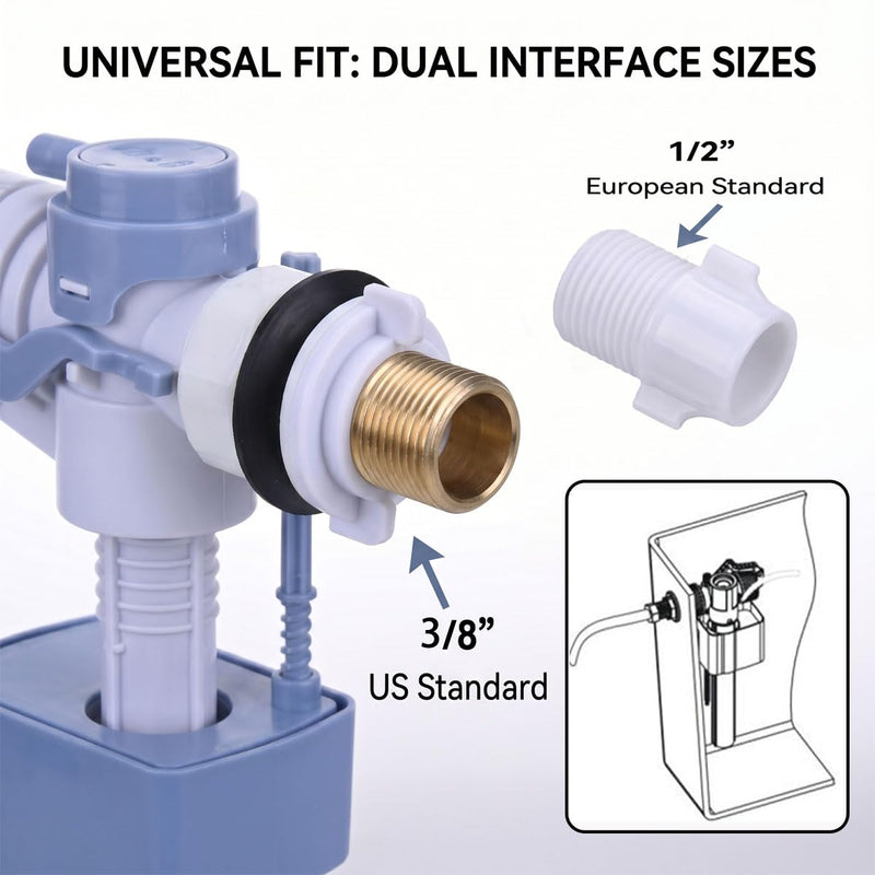 Side Mount Toilet Fill Valve brass connector for Delta RP71168 RP71192 C43906 - Quiet & Anti-Siphon Toilet Repair with 7/8 & 1/2 Inch Adapter, Height Adjustable Fill Valve Fits One/Two-Piece Toilets Copper