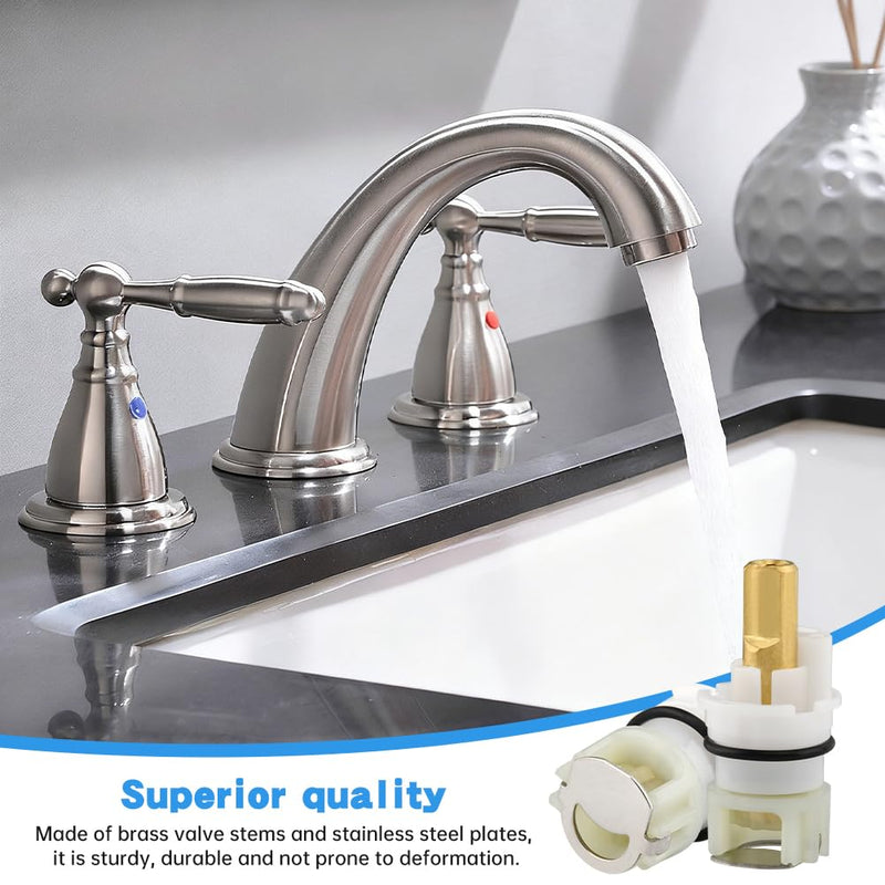4 Pack RP25513 Faucet Stem Assembly Compatible with Del-ta Two Handle Faucet Repair Kit with RP4993 Rubber Seat, Spring and Turn stop1/4, Replacement Stems Cartridges for Bathtub Shower Sink Faucets