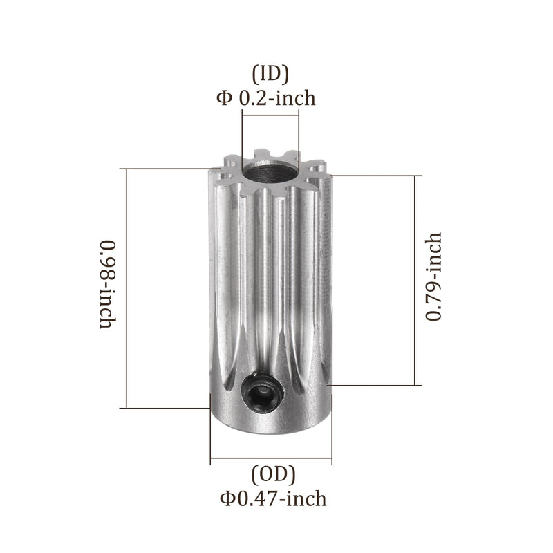 2pcs Mod 1 Straight Spur Pinion Gear Motor Gear 10 Teeth - [5mm Aperture x 20mm Height], Suitable for RC Cars, Stainless Steel - NewNest Australia