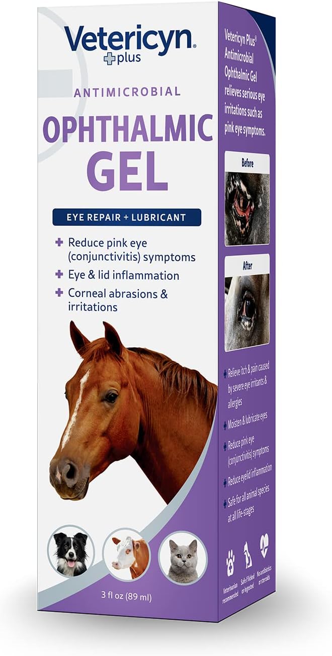 Vetericyn Plus Ophthalmic Eye Gel for Horses | Eye Ointment Alternative to Lubricate and Relieve Horse Eye Irritations, Safe for All Animals. 3 ounces - PawsPlanet Australia