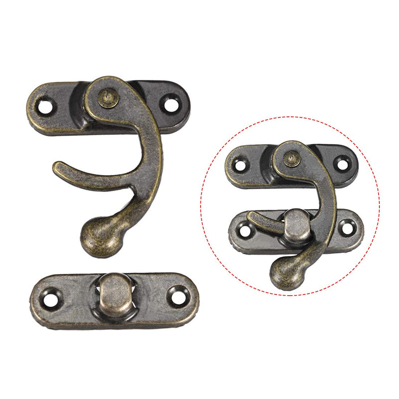 uxcell Antique Vintage Lock Clasp Right Latch Hook Hasp 42mm x 37mm Swing Arm Latch Plated Bronze, 5 pcs w Screws 42x37mm Bronze Tone