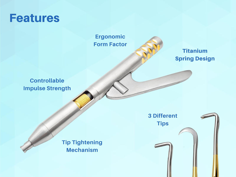 Dental Automatic Crown Remover Gun Type Spring Loaded with 3 Tips and Adjusting Wrench by Artman Instruments
