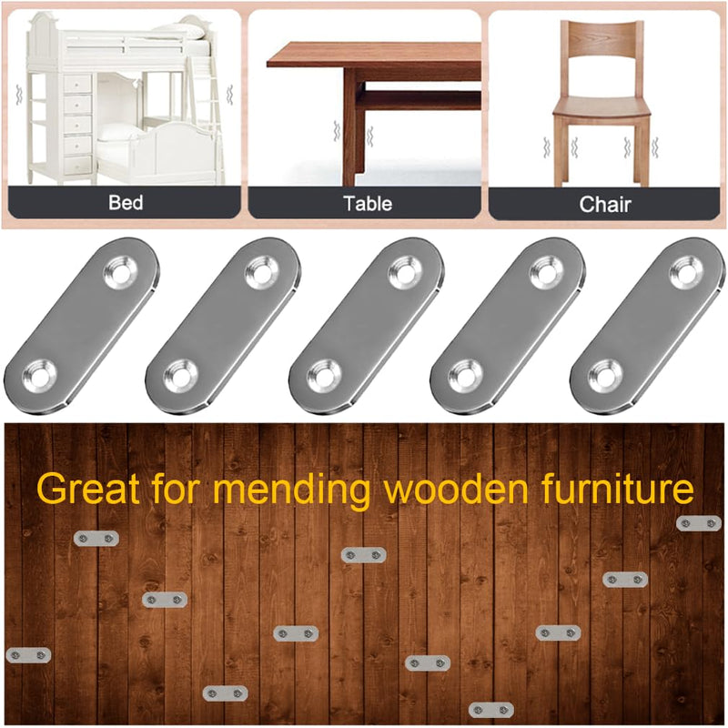 30PCS Straight Brace Brackets 1.42 Inch Stainless Steel Flat Mending Plates, Repair Fixing Joining Brackets for Wood Furniture with Screws 1.42"/ 36mm (30Pcs)