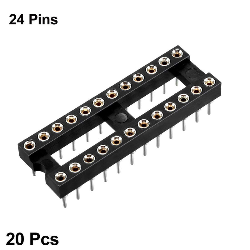 uxcell 20pcs DIP IC Chip Socket Adaptor Round 24 Pin 2.54mm Pitch Dual Row 7.6 Row Pitch