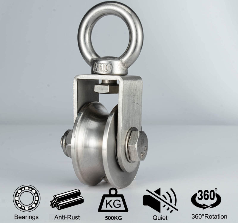 Cable Pulley Wheel, Swivel Single Pulley Block, Stainless Steel, Bearing Inside, Heavy Duty Good for Pulley System Gym Equipment, Loading 1100lb 48mm - NewNest Australia
