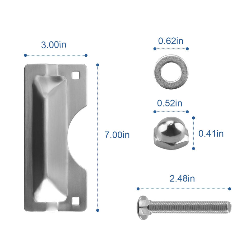 Latch Guard Plate Cover U 9496 Replacement for Prime-Line Door Latch Guard, 3 in x 7 in Stainless Steel Door Security Strike Plate Easy to Install on Out-Swinging Doors (2 PCS, Silver 2