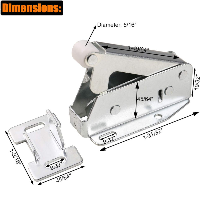 Push to Open Touch Release Lock Spring Loaded Latch for Kitchen Cabinet Cupboard Wardrobe Door (4 Pack)