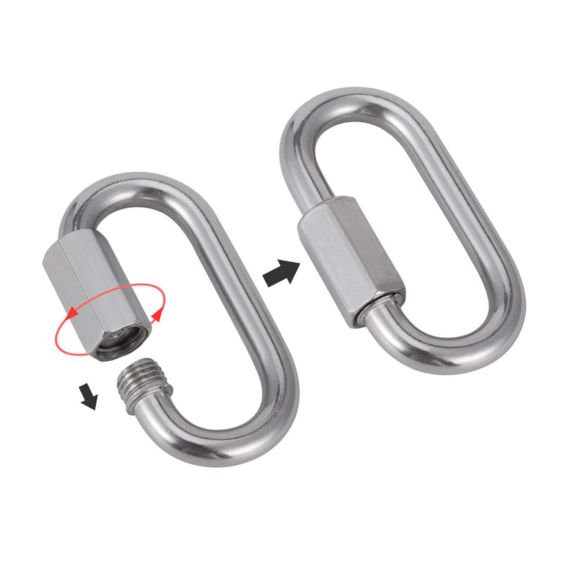 Stainless Steel Link Chain, KWOKWEI 3.28ft Long Metal Chain Link with 2 Locking Snap Hooks, 316 Stainless Steel Chain 5mm Hanging Chain for Yoga Swing Punching Bag