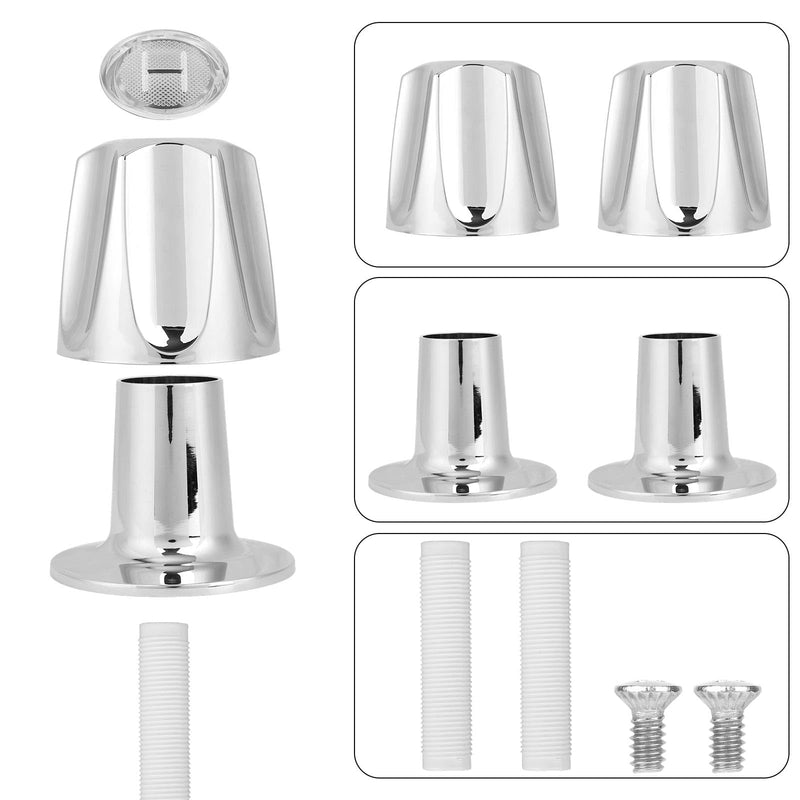 Shower Knobs Replacement Kit 2 Piece, Matte Shower Hot and Cold Tub Knobs Include Base Connectors Screws Bathtub Faucet Handle Remodel Trim Kit Compatible with Pfister Verve (Silver) Silver