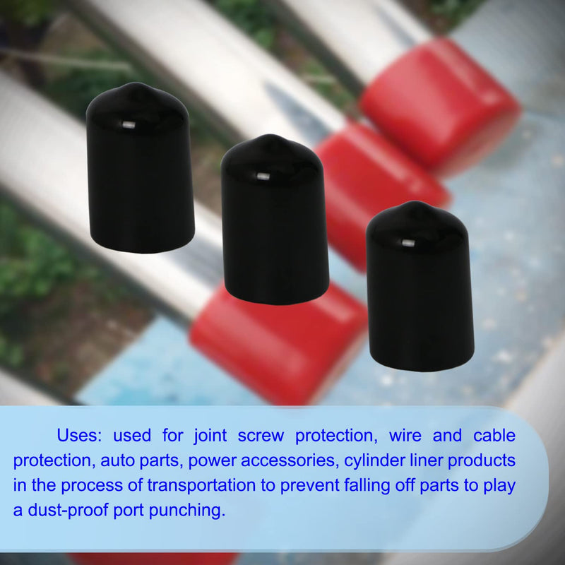Aopin Rubber Round End Cap Cover 0.59 Inch (15mm) Screw Thread Protectors PVC Flexible Tubing Pipe Protective Bolt Screw Thread Protector Safety Cover | for Pipe Post Tubing Rod Cover 20 Pcs (Black) 15mm Black