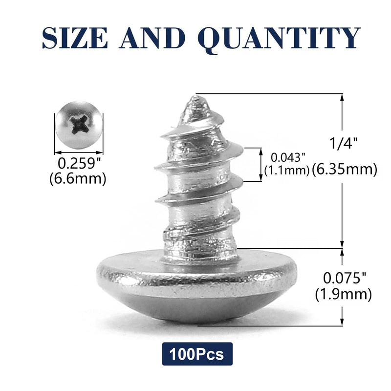 #4 x 1/4" Wood Screw 100Pcs Truss Head Phillips 18-8 (304) Stainless Steel Fast Self Tapping Screws by SG TZH #4 x 1/4"