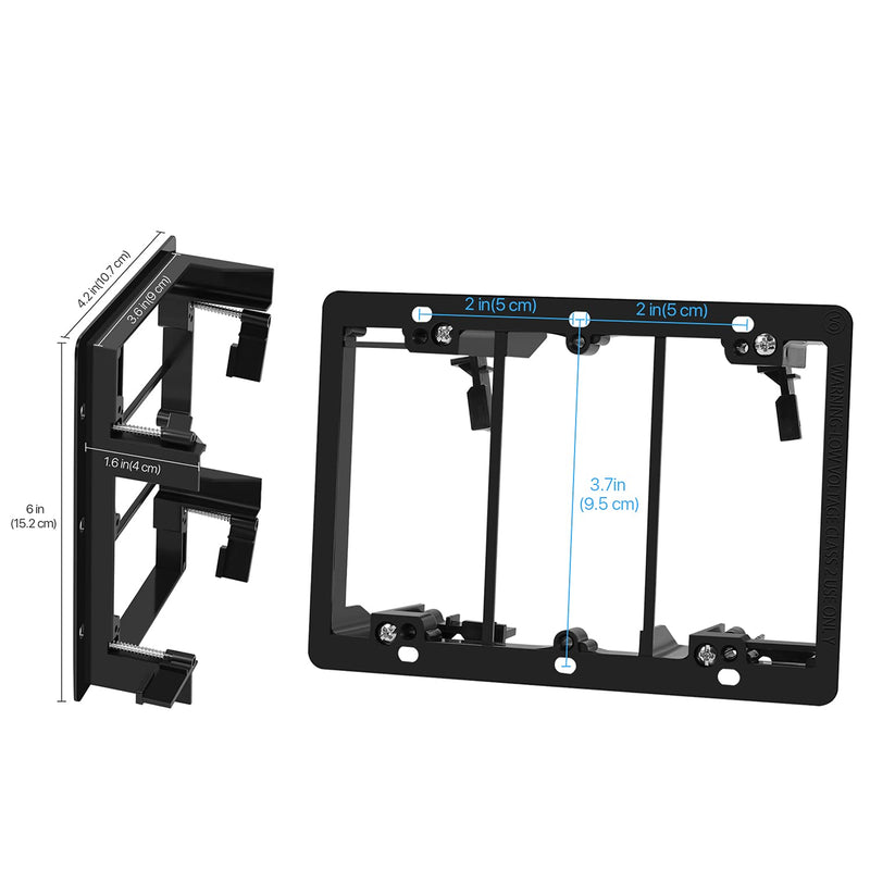 TNP Low Voltage Mounting Bracket, 3-Gang Mounting for Wall Plate, Horizontal/Vertical - Black 3Gang