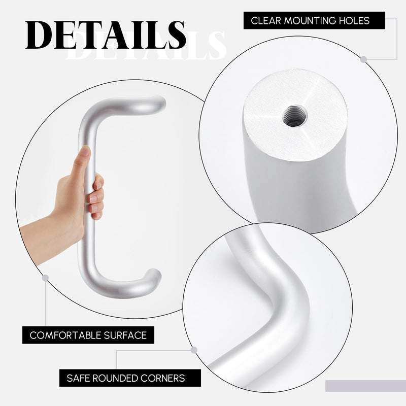Offset Door Pull Commercial Door Handle 10" Center to Center Aluminum 90 Degree 1" Diameter Through Bolt Mounting for 1-3/4" Gate, Clear Anodized Finish