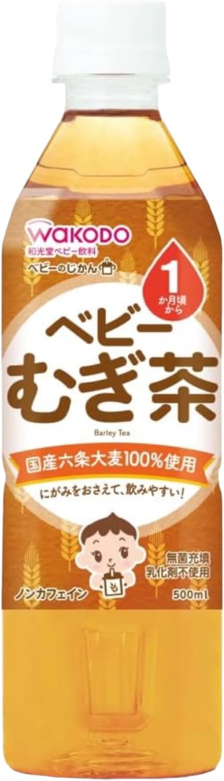 Wakodo Aqua Light Baby Barley Tea, 16.9 fl oz (500 ml) x 4 Apples, 16.9 fl oz (500 ml) x 3 Bottles, White Grapes, 16.9 fl oz (500 ml) x 3 Bottles, Total of 10 Bottles - NewNest Australia