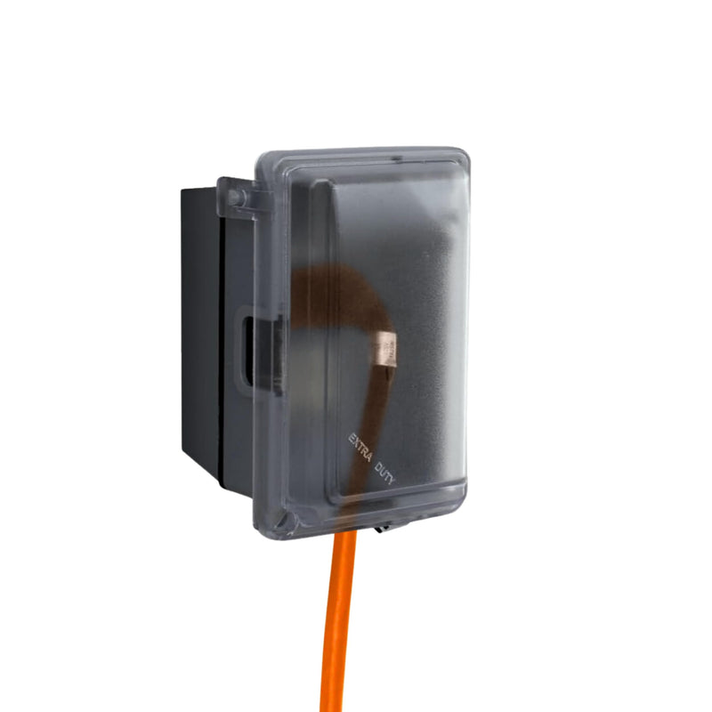 16801 Non-Metallic Weatherproof Outdoor Electrical Outlet Kit w/Extra Duty Cover, Box and 15 Amp GFCI Receptacle, IN-USE, Clear/Gray, 1 Gang, Lockable with Patented Hinge