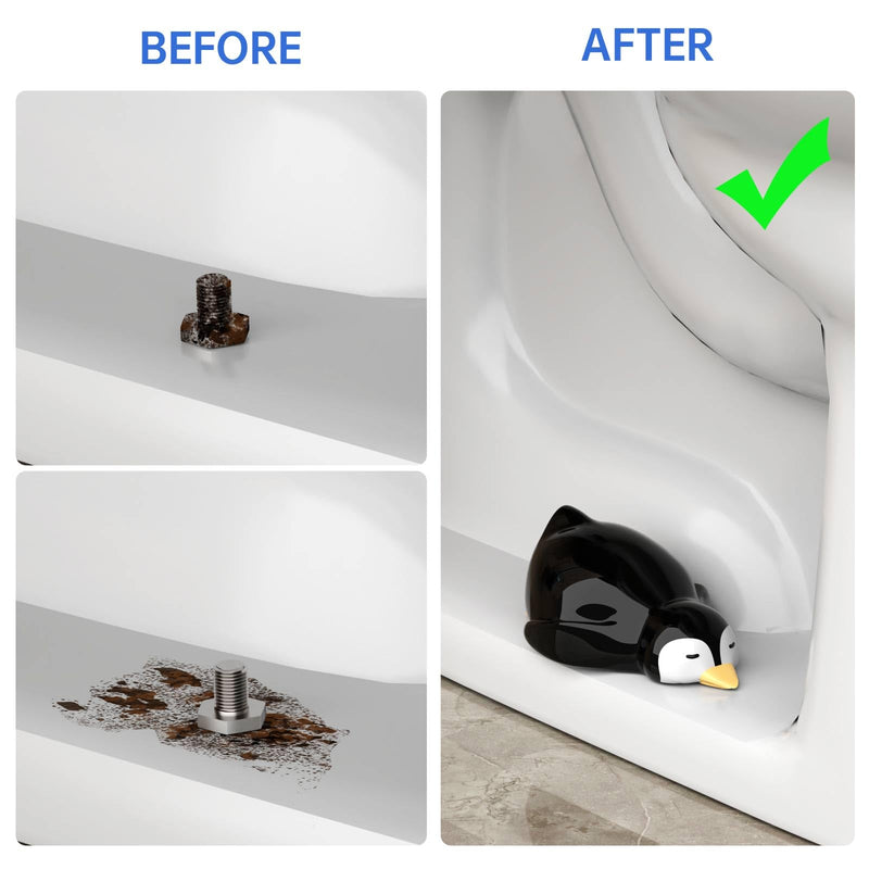 NiHome 2 PCS Resin Penguin Toilet Floor Bolt Cover Caps for Bolts Up to 1.05 Inches, Hand-Painted Fun Decorative Bathroom Accessories, Easy Installation No Tools Required, Durable and Easy to Clean