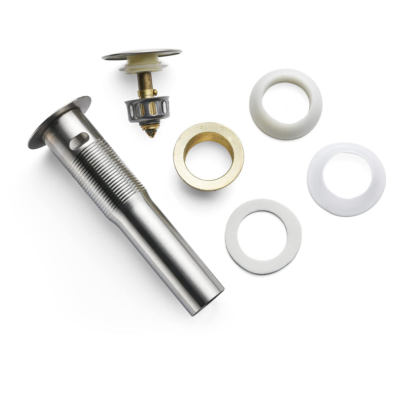 Bathroom Sink Drain,Drain Stopper Bathroom Sink with Overflow,Pop Up Drain Assembly with Detachable Strainer Basket,Built-in Anti-Clogging Strainer,Stainless Steel Brushed Nickel