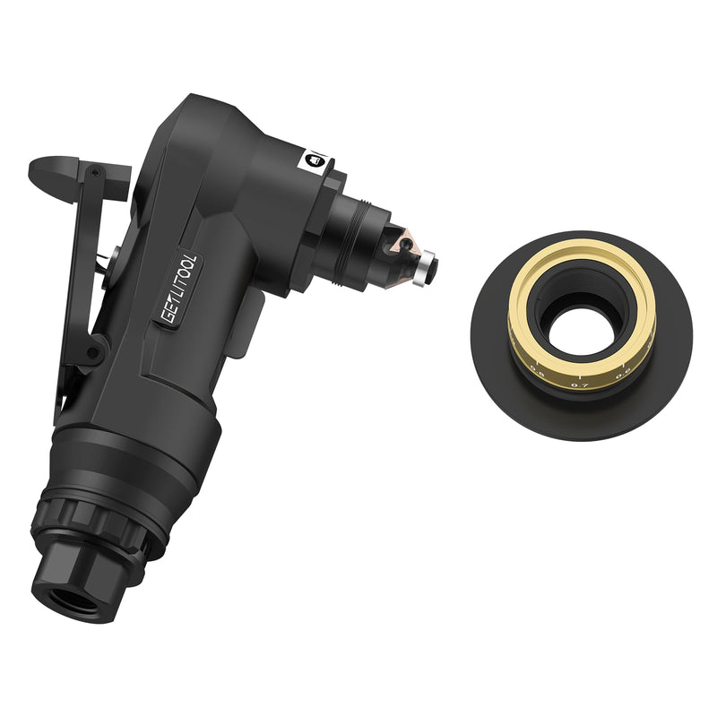 GETLITOOL Pneumatic Chamfering Tool, Mini Air Chamfer Tool Kit with 12 C-Angle & 10 R-Angle Blades, 45 Degree 30000RPM Chamfering Tool with 4-Speed Control for Metal, Wood, PVC & Pipe Deburring Black