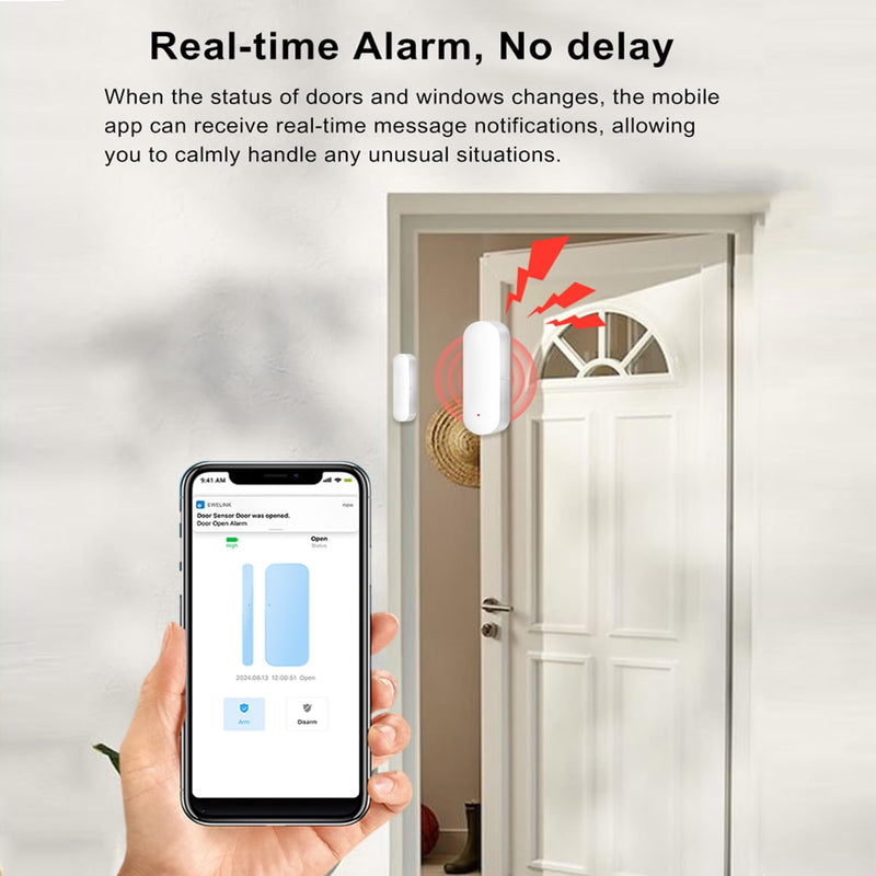 WiFi Smart Door Sensor: Door Open Contact Sensor for Home Security, Wireless Window Sensor, Secure Your Home with Instant Alerts & Smart Automation, Alexa & Google Assistant Compatible (4-Pack) 4-Pack
