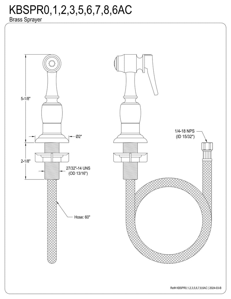Kingston Brass Gourmetier KBSPR5 Kitchen Faucet Sprayer with Hose, Oil Rubbed Bronze