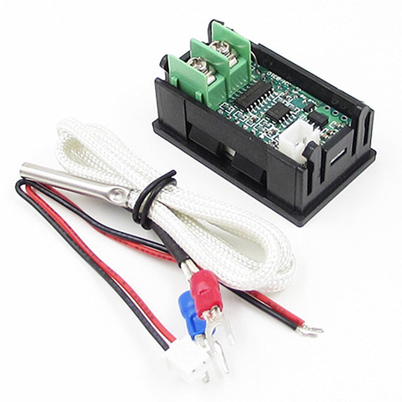 12V Green Fahrenheit Digital Temperature Gauge -58F~536F LED Display Screen with Terminal Wire and 0.5 Meter K-Type Thermocouple (Thread: M6)