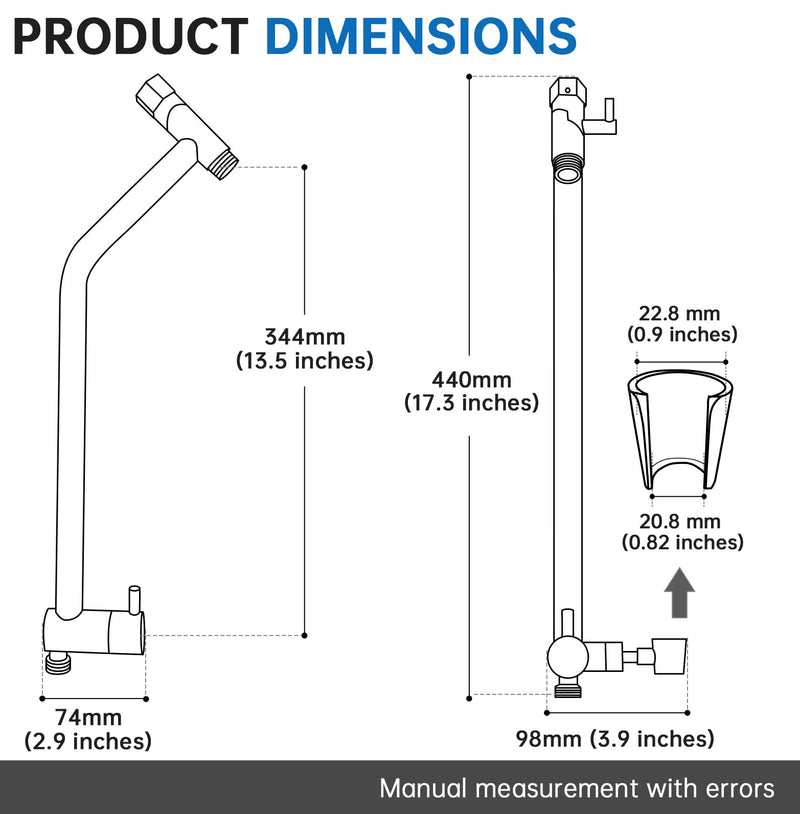 G-Promise All Metal Shower Diverter with Low Holder, Extended 13.5 Inch, 3-Way Diverter Valve with Pause Mode for Handheld and Fixed Shower Heads ∣ 4-Setting Replacement Part (Chrome) Chrome