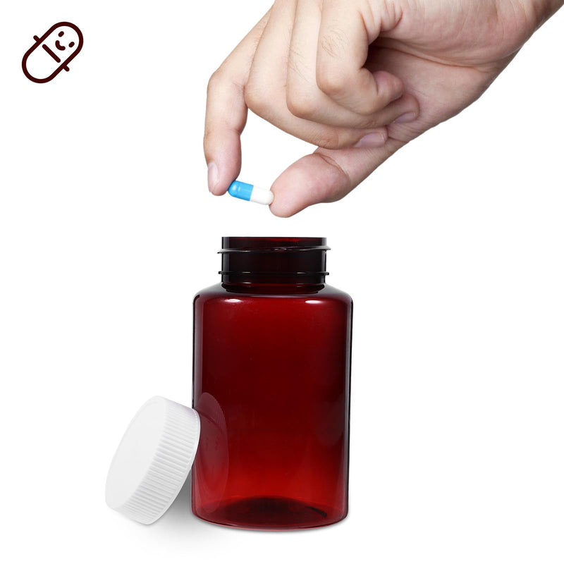 iplusmile 12 Pack Plastic Medicine Bottles with Caps 4.33X2.36X2.36In Empty Pills Medicine Containers Leak-Resistant for Travel and Home Storage 11.00X6.00X6.00CM Dark Red