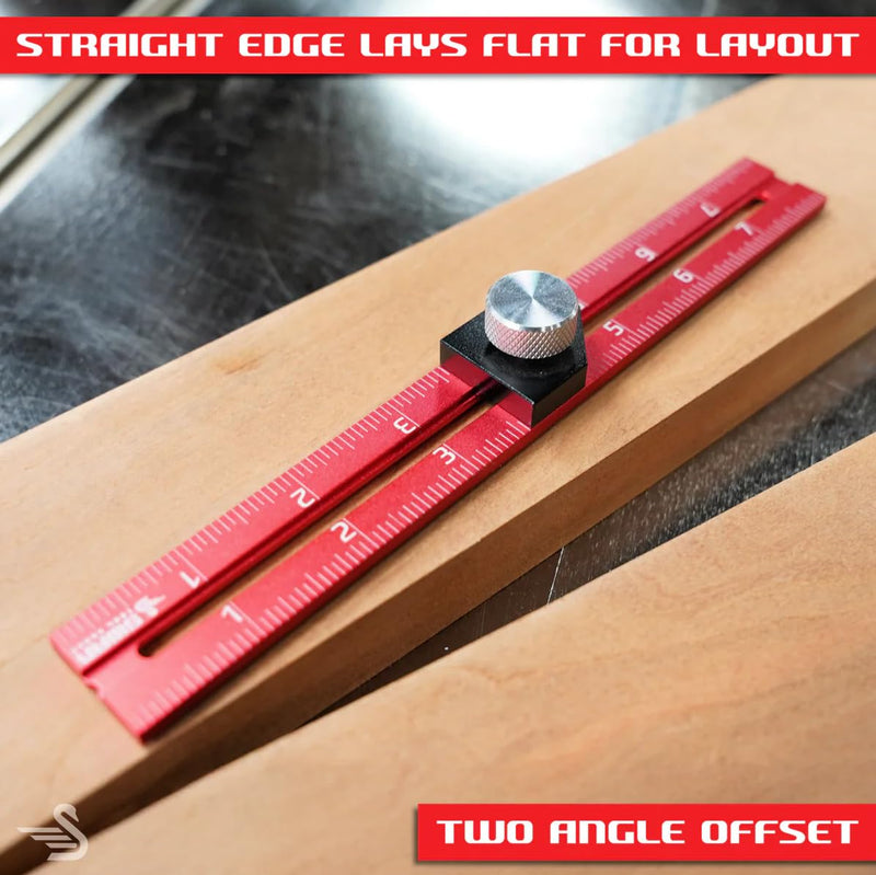 RED Tail Offset Ruler - Offset Marking Gauge, Woodworking Layout Tool for Cabinetry, Trim Work, General Layout and Windows and Doors