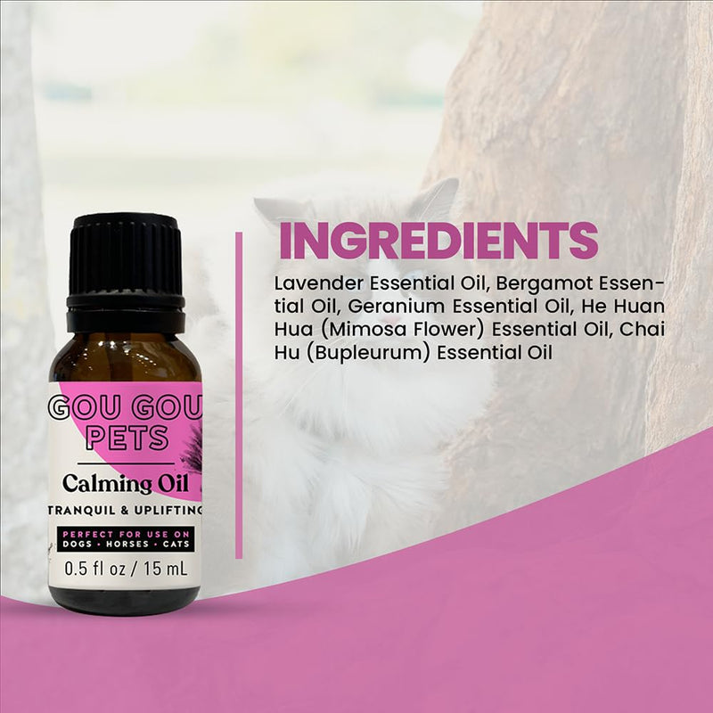 Holistic Natural Derived Calming Pet Essential Oil Blend for Anxiety: Relax Your Pet with Natural Ingredients While Providing Stress Relief: Veterinarian Recommended - Made in USA – 15mL