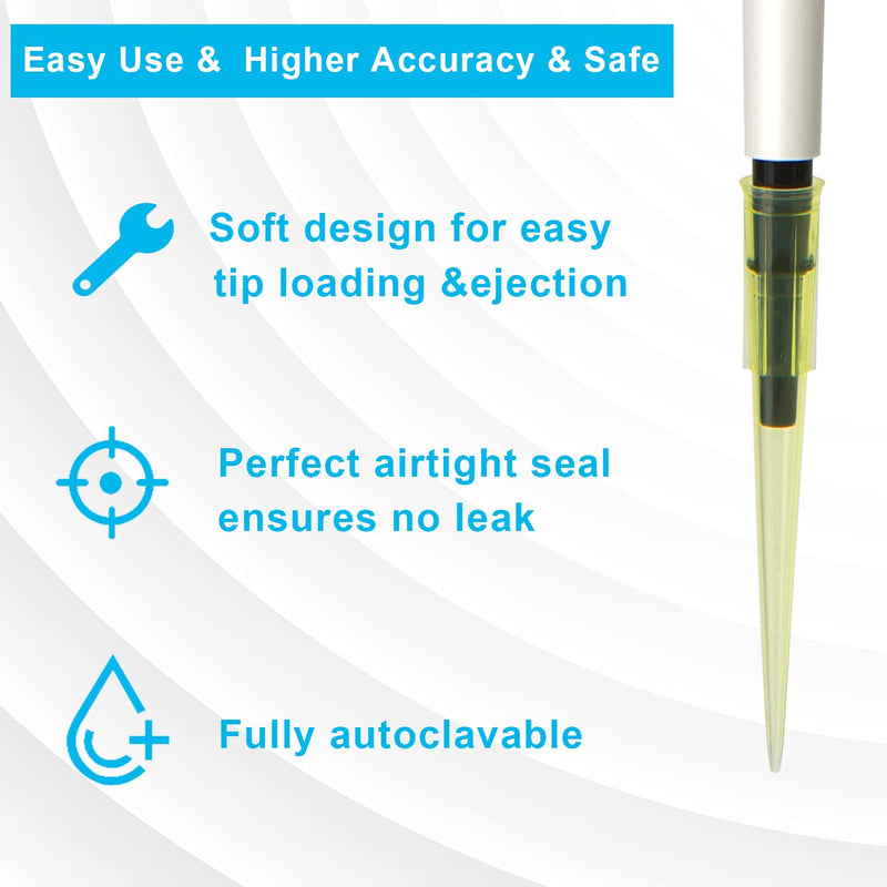ONiLAB Pipette Tips 200 UL 1000 PCS Clear Yellow Laboratory Universal Plastic Liquid Pipettor Tips Polypropylene (PP) Autoclavable, 200uL(1000PCS) 200uL(1000PCS)