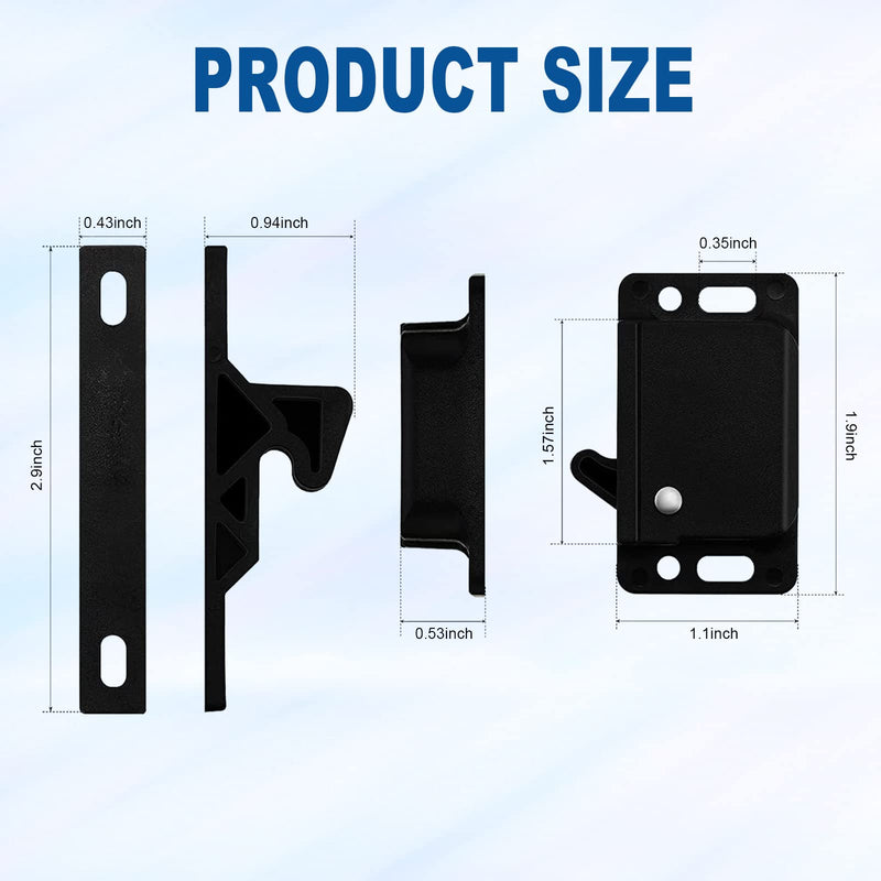 20 Pack RV Drawer Latch/Cabinet Door Latch, Grabber Catches 10 LB Pull Force RV Drawer Latches and Catches, Push Close Cabinet Latch with Mounting Screw, Ideal for RV, Camper, Home, Office