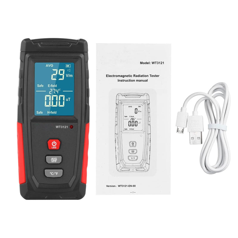 EMF Detector, Rechargeable EMF Meter, LCD Handheld Electromagnetic Field Radiation Detector, EF MF EMF Reader for Home Office Indoor Outdoor Ghost Hunting Equipment