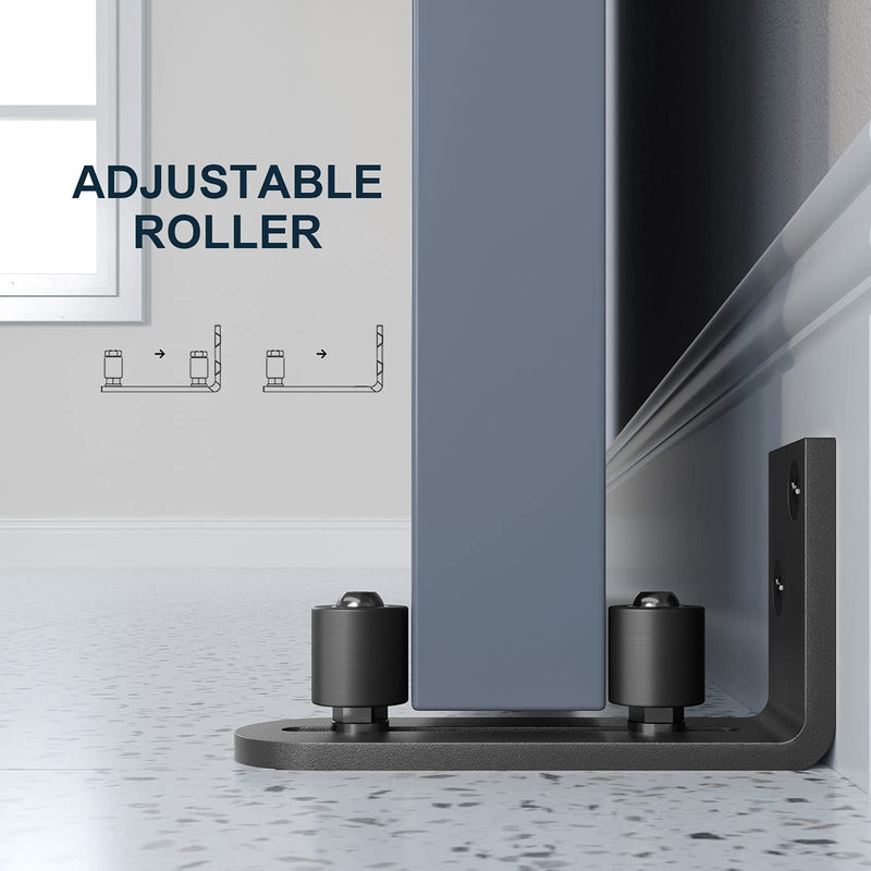 EaseLife Sliding Barn Door Bottom Floor Guide,Ball Bearings Adjustable Stay Roller,Wall Mount System,Flush Flat Bottom Design,2 Assemble Setup Options,Fit All Size Door,Black 1