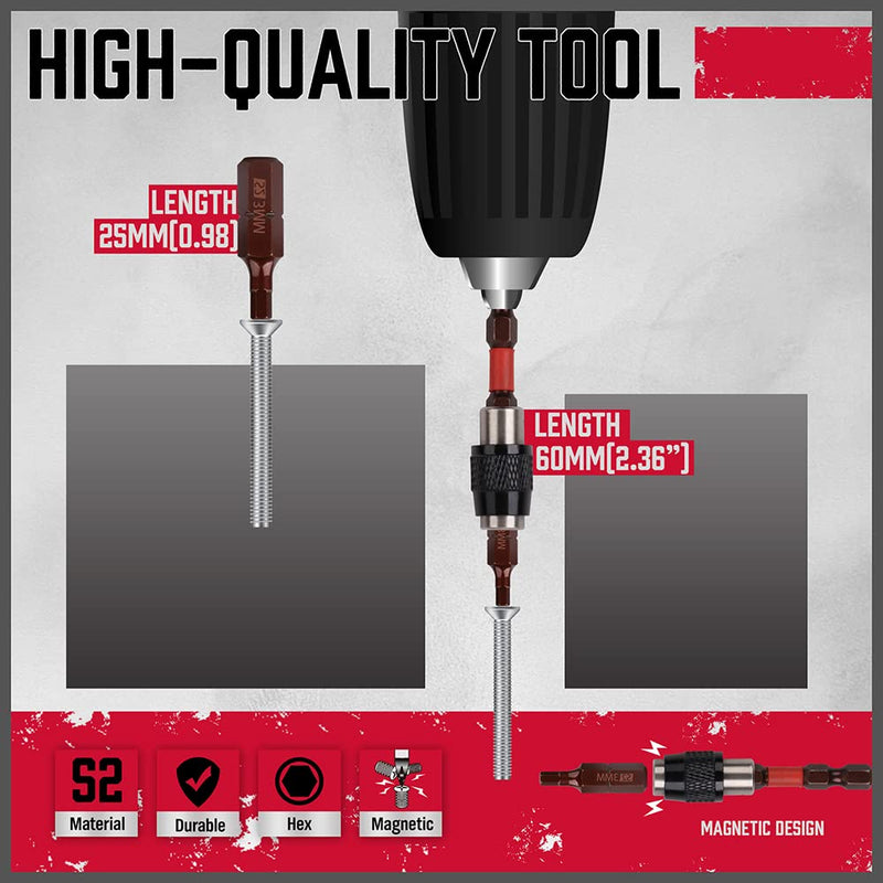 25-Piece Hex Bit Set - Premium Allen Key Drill Bit Set, Durable Allen Wrench Drill Bits, Hex Ket Drill Bit Set & Quick Change Bit Holder, SAE Metric Hex Drill Bit Set Strong Magnetic Tips 25-Piece Hex Bit Set