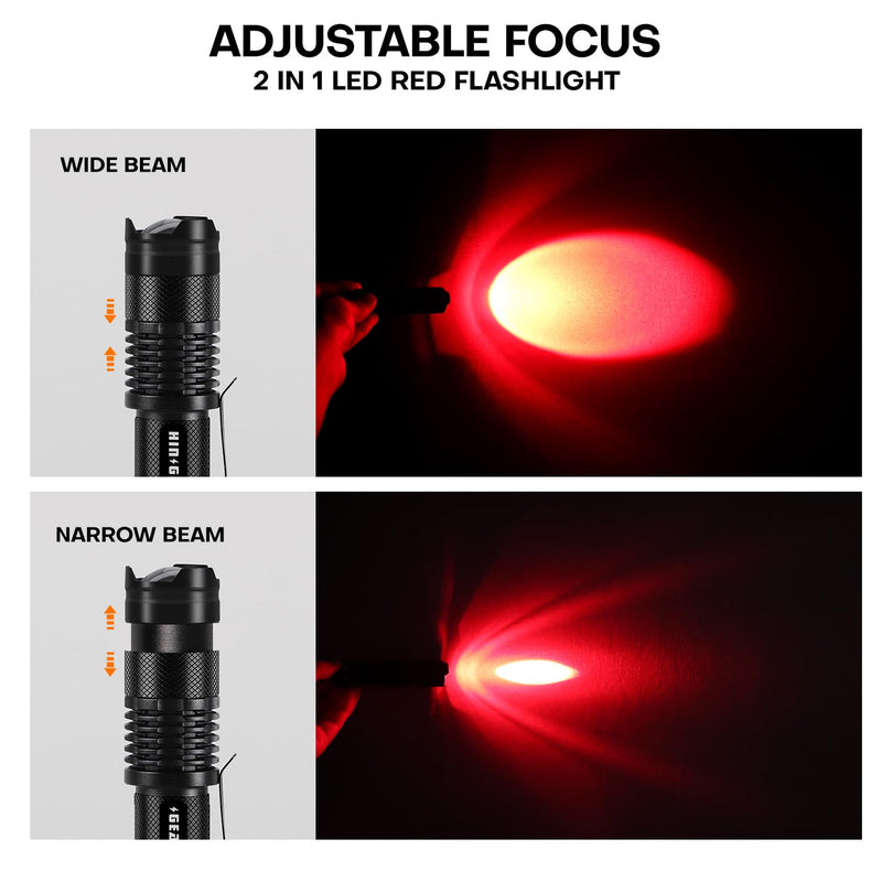 2 Pack Red Flashlight LED Single Mode Light 1 Mode LED Torch Scalable Red Light Flashlight for Astronomy Aviation Night Observation 2 Pack
