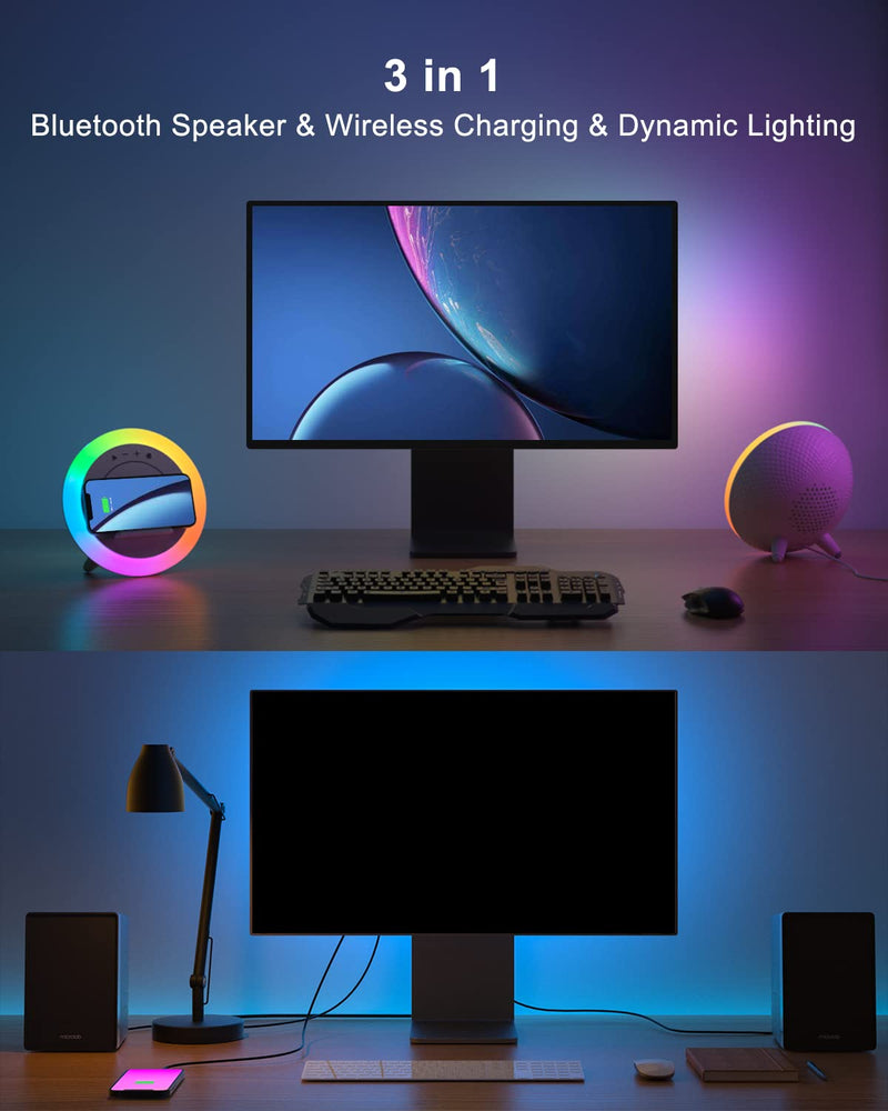 Bluetooth Speaker with Lights, Wireless Charging Speaker, Best Birthday Gift Ideas Teenage,Applicable for Bedroom/Teen Girl Gifts/Please use The Original Adapter(5W Wireless Charging) 5W wireless charging