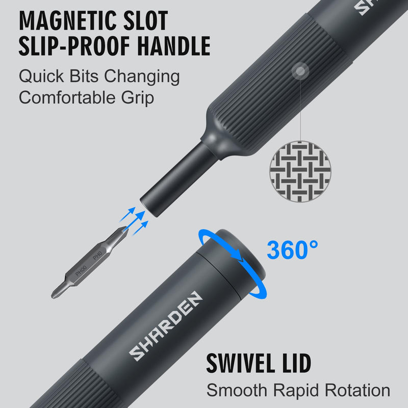 Sharden 27-in-1 Precision Screwdriver Set Multi Bit Small Screwdriver Magnetic Mini Screwdriver Set Pen Style Manual Repair Tool Kit for Eyeglass, Watch, Computer, Jewelers, Laptop, Electronics, Phone Grey