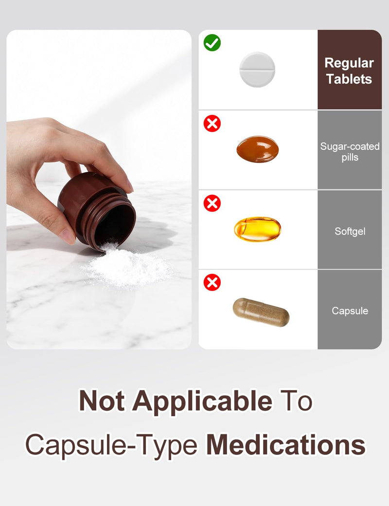 3-in-1 Pill Crusher with Pill Cutter and Storage, Splitte Pills, Tablets, Vitamins and Grind to Fine Powder, for Small or Large Pills (Not Suit for Capsule Drugs)