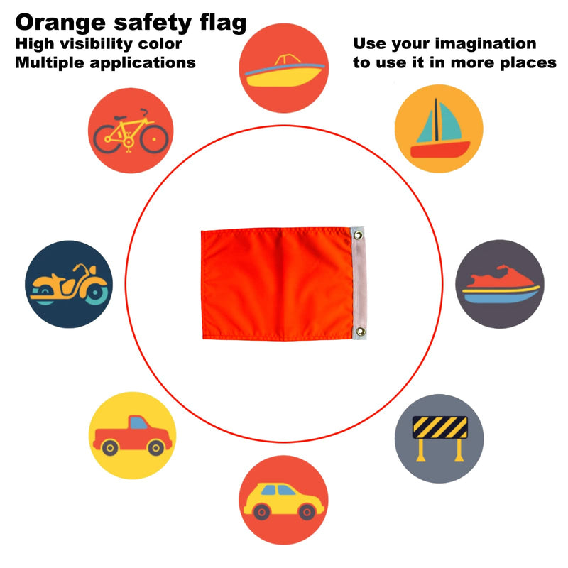 AZCOVER Orange Flag, 9x12 Safety Flags Heavy Duty Polyester ATV Flags with 2 Brass Grommets, High Visibility Orange Banner for Boat, Bicycle, Yacht, Whips, Car, Dune 9x12 Inch Orange Flag