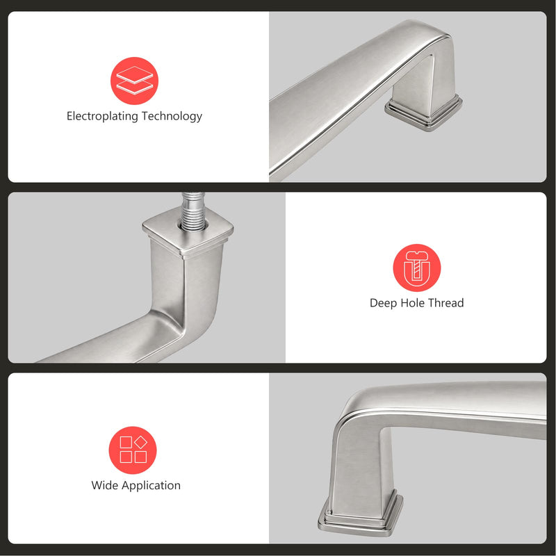 homdiy 25 Pack 5" Brushed Nickel Cabinet Pulls Kitchen Drawer Handles 5-1/16 Inch Hold Center
