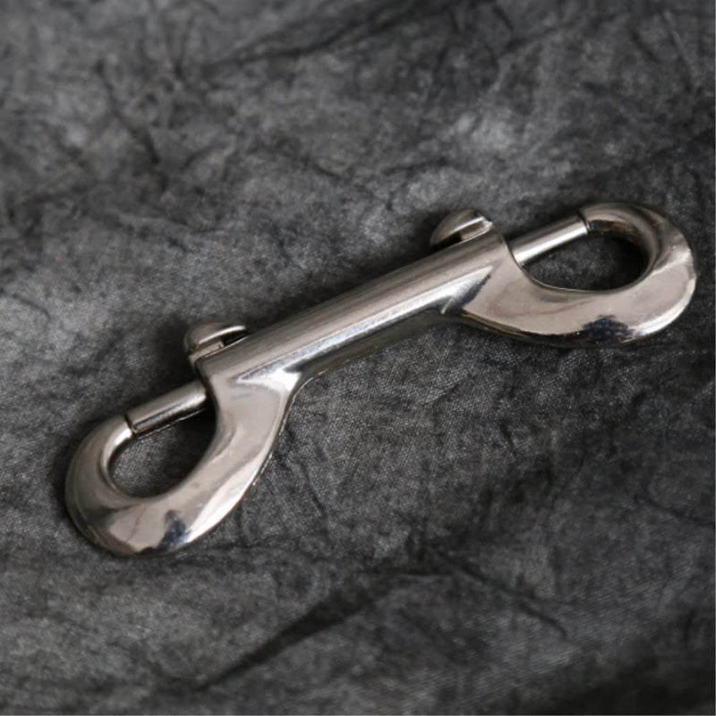 2 Pcs Double Ended Lead for Dogs, Bolt Snap Hooks Zinc Alloy Double End Clip Silver Diving Clip Trigger Snaps for Diving Dog Leash Key Chain Horse Tack Pet Feed Buckets
