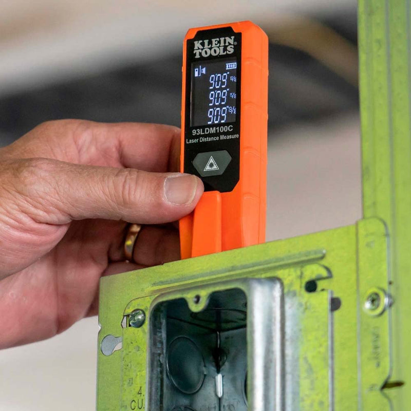 Klein Tools 93LDM100C Compact Laser Distance Measure, 100 Feet, Measures in Feet, Inches, Meters 100-Foot