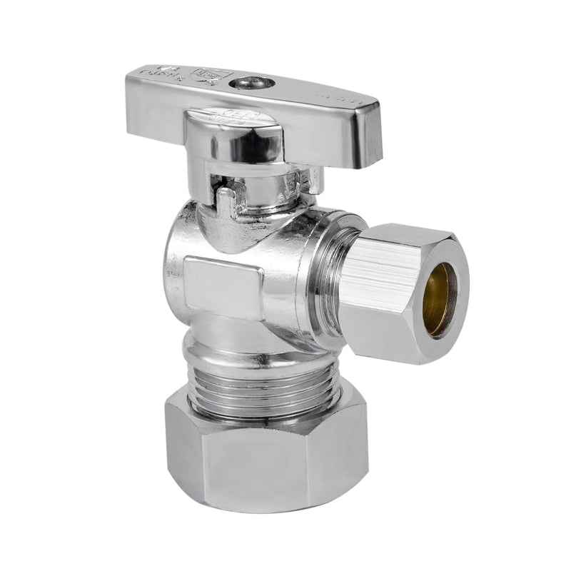 Heavy Duty Angle Stop Valve 1/2" Nom (5/8" OD) Comp x 3/8" OD Comp, 1/4-Turn Operation，High quality lead-free brass (2PCS) 2pcs (5/8" OD) Comp x 3/8" OD Comp