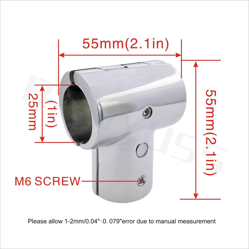 316SS Heavy Duty Boat Hand Rail Fitting- Polished 90 Degree T/Tee Hinged/Split Fitting for1IN Tube or Pipe