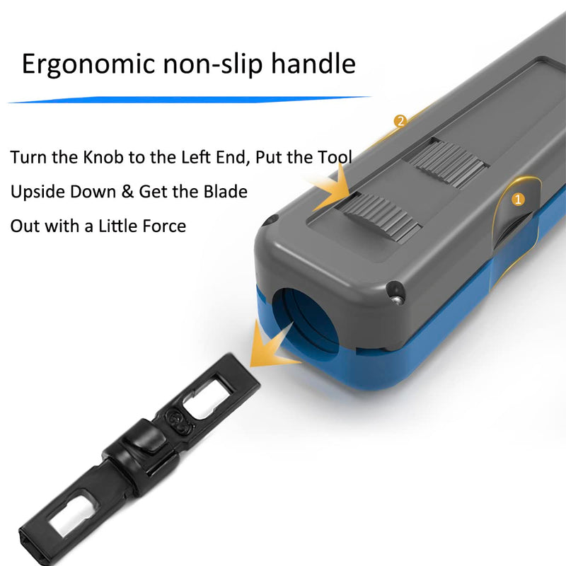 Punch Down Impact Tool with 110 and 66 Blades, Network Wire Cable Cat6/Cat5e Telephone Impact Terminal Insertion Tools